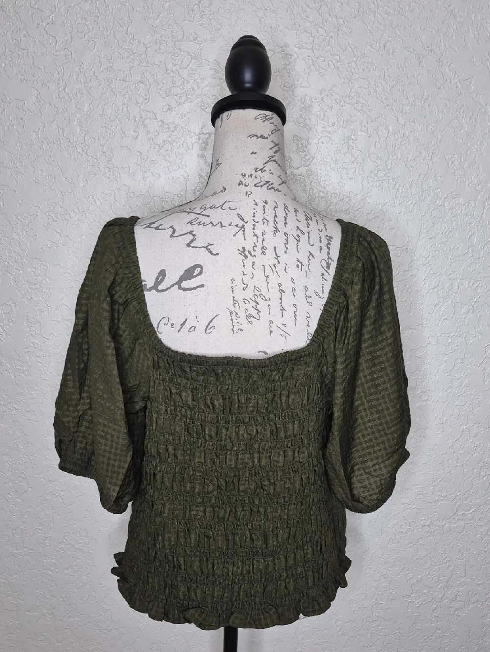 Old Navy Puff Sleeve Top Olive Green Size XL